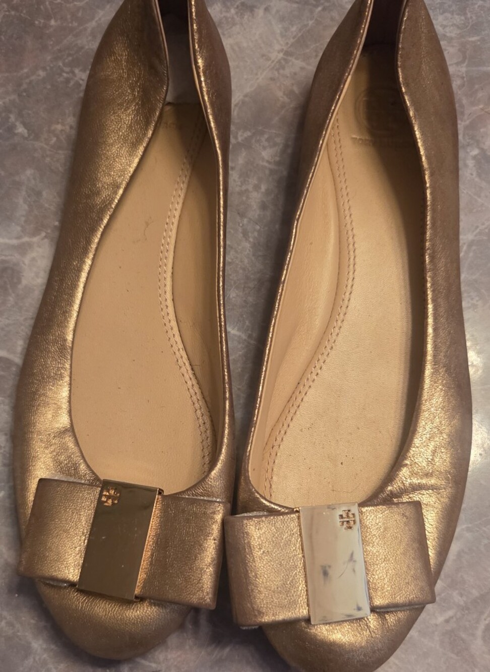 Tory Burch Women's Metallic Gold Ballet Flats